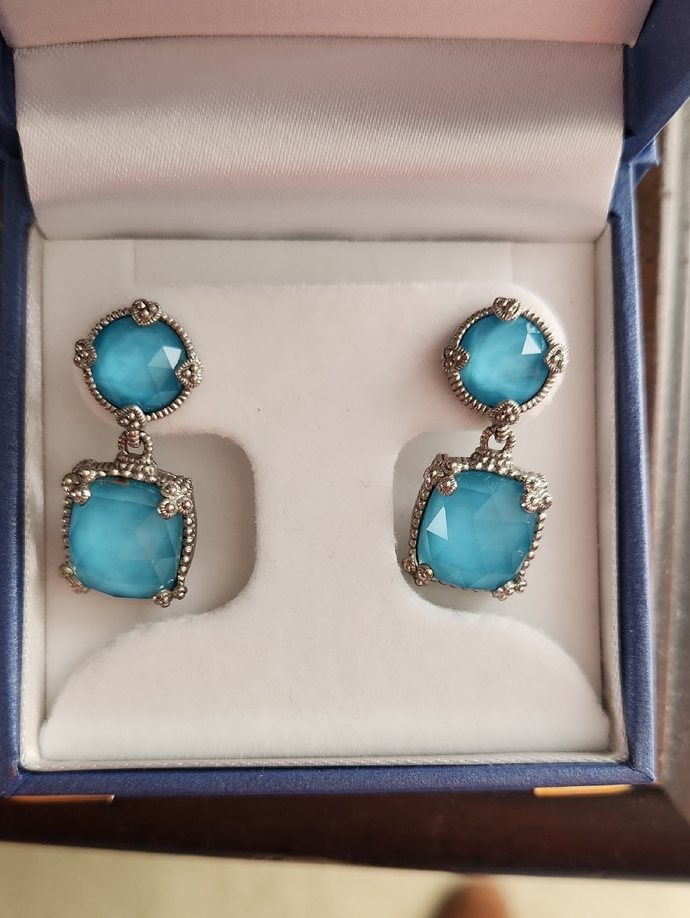 Turquoise Blue  Gemstone 10 Karat Stud Earrings - Women Jewelry Judith Ripka